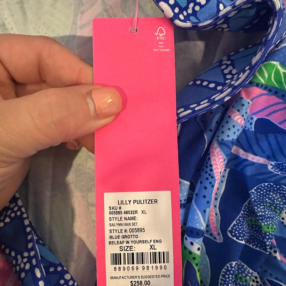 Lilly Pulitzer Vibrant Blue and Pink Maxi Dress - Picture 2 of 3